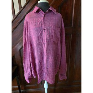H&M Atelier S/S 2025 Pink Textured Button-Up Long Sleeve Shirt Men M 100% Cotton
